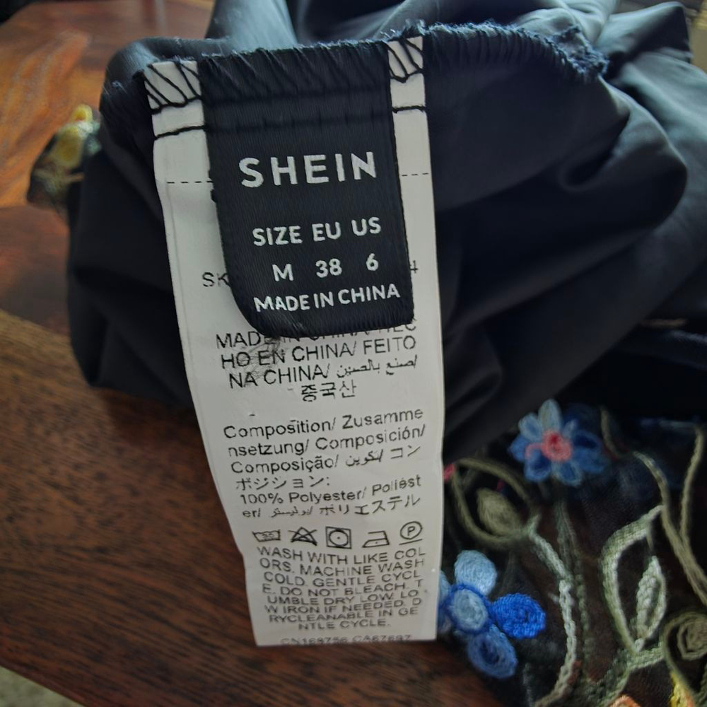 Women's SHEIN Black Multicolor Floral Embroidered Strapless Dress US M - Picture 8 of 8